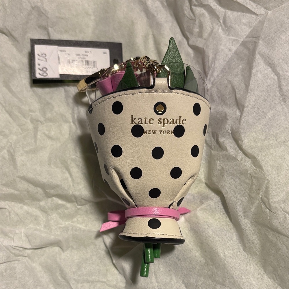 Kate Spade Pink and White Polka Dot Floral Key Holder - Picture 4 of 5